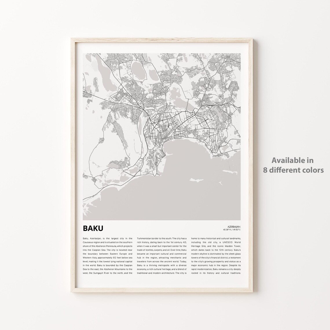 Baku Azerbaijan Minimalist City Map Line Art Travel Keepsake Poster
