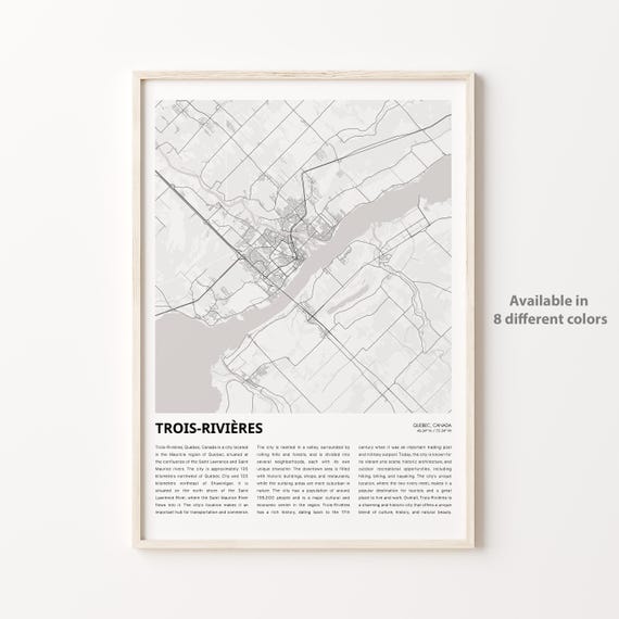 Trois-Rivieres Quebec Canada City Map Minimalist Travel Poster