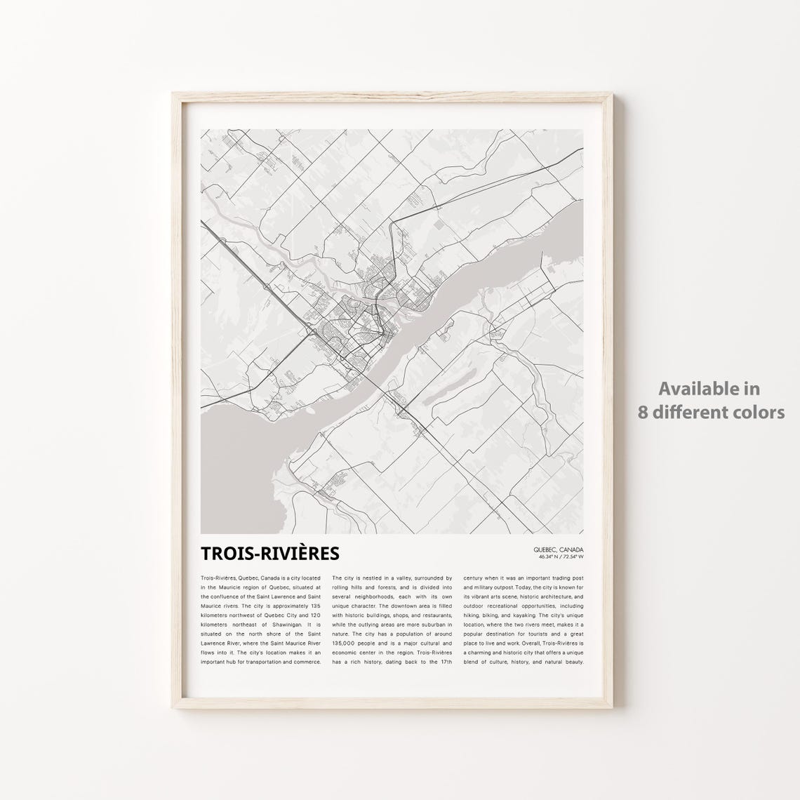 Trois-Rivieres Quebec Canada City Map Minimalist Travel Poster