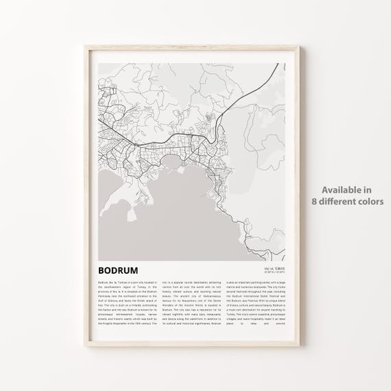 Bodrum Map Print Travel Wall Decor Art Mula Housewarming Gift