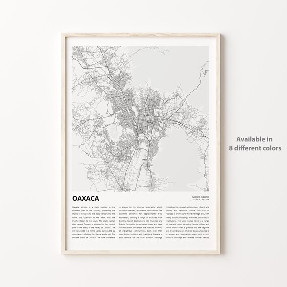 Oaxaca Mexico City Map Modern Minimal Street Art Decor Poster