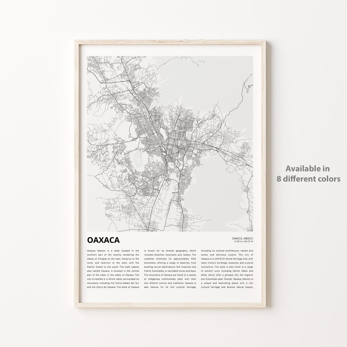 Oaxaca Mexico City Map Modern Minimal Street Art Decor Poster
