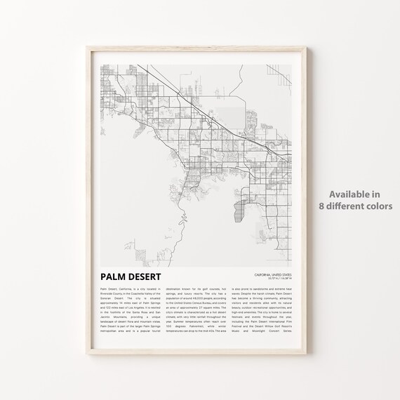 Palm Desert California Desert City Map Poster With Descriptive History