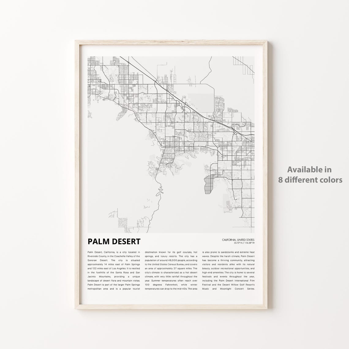 Palm Desert California Desert City Map Poster With Descriptive History