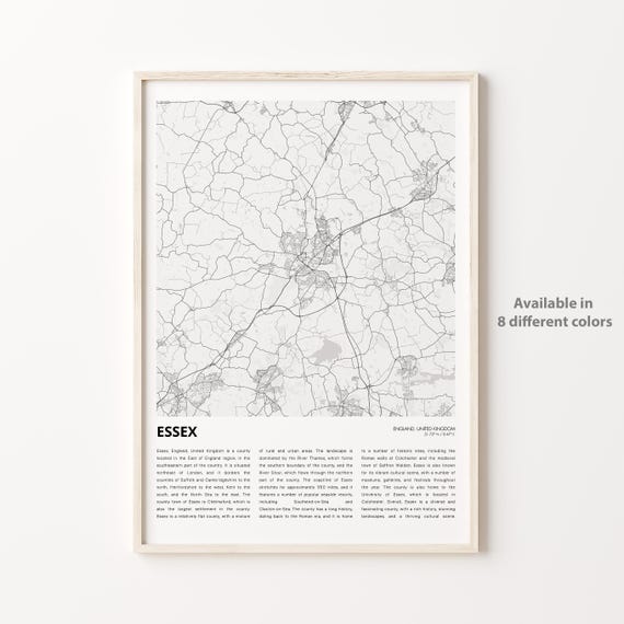 Essex England Minimalist County Map With Coordinates Art Poster