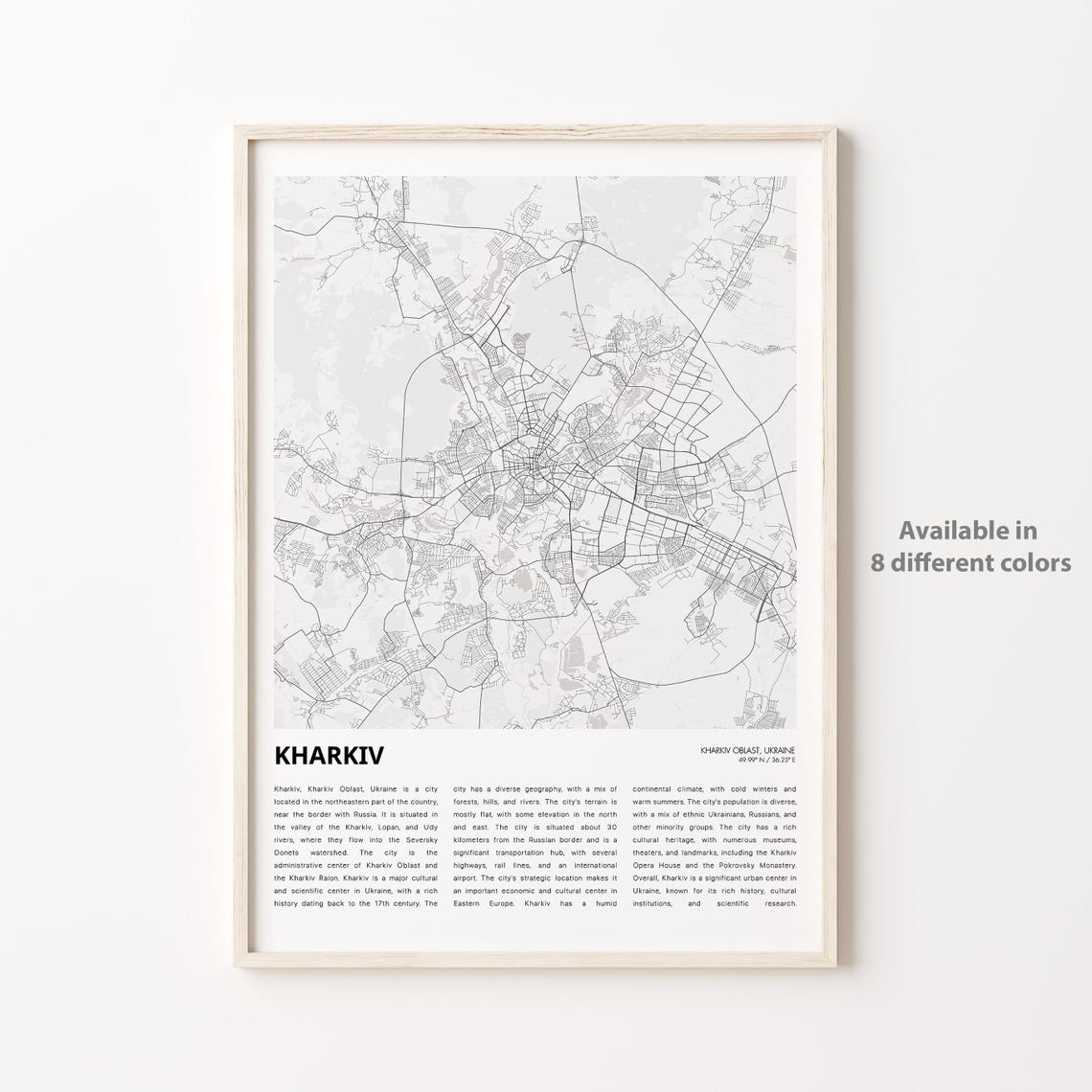 Kharkiv Map Print Travel Wall Decor Art Oblast Housewarming Gift
