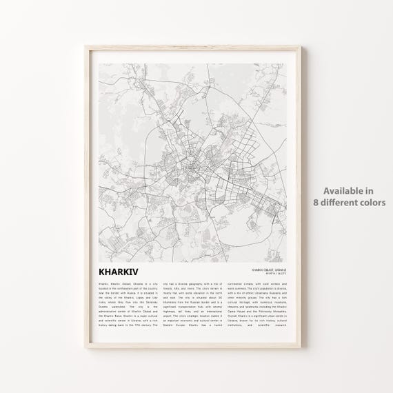 Kharkiv Map Print Travel Wall Decor Art Oblast Housewarming Gift