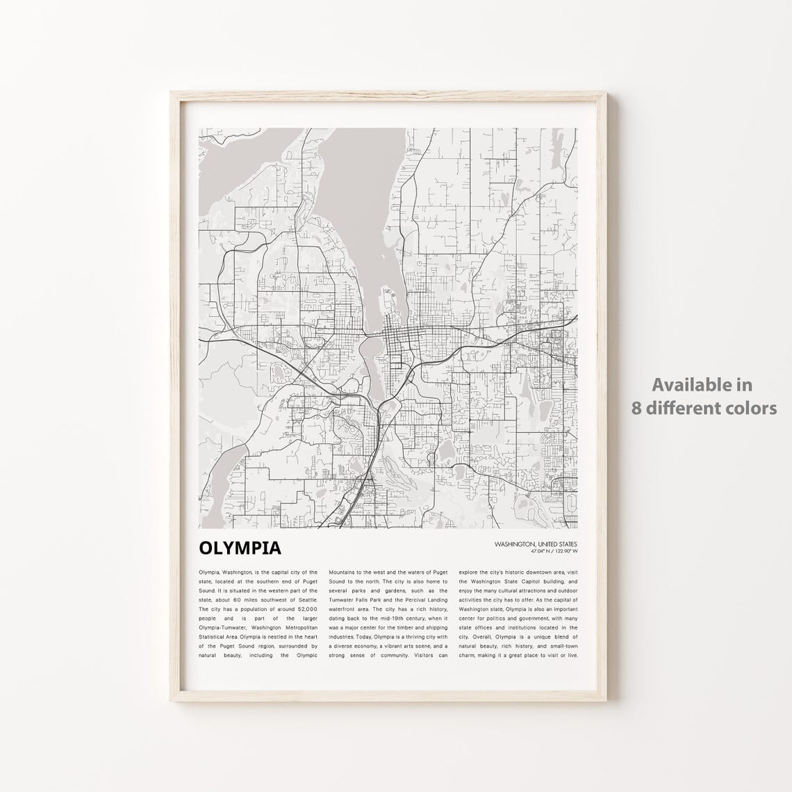 Olympia Map Print Travel Wall Decor Art Washington Housewarming Gift