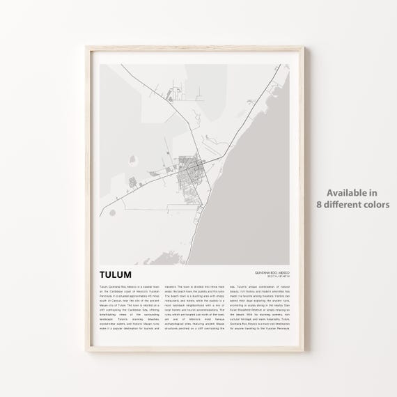 Tulum Mexico Minimalist City Map With City Guide Travel Poster