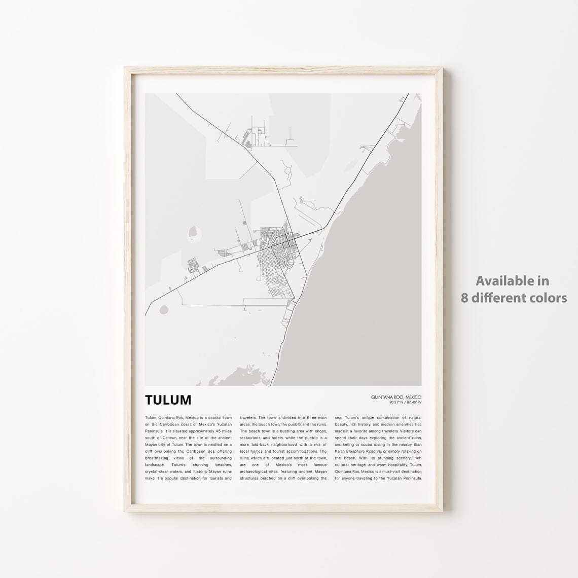Tulum Mexico Minimalist City Map With City Guide Travel Poster