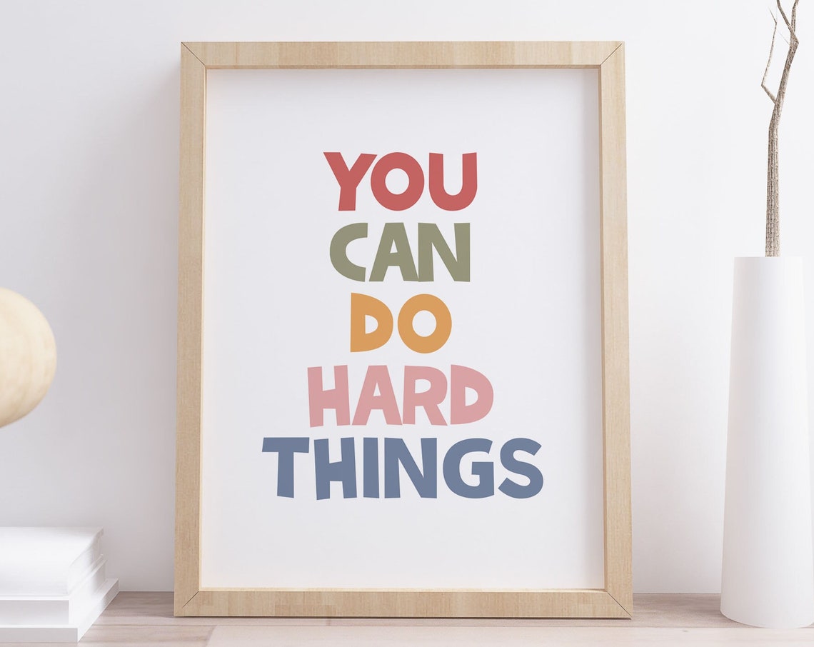 You Can Do Hard Things Pastel Colorful Inspirational Quote Poster - Image 3