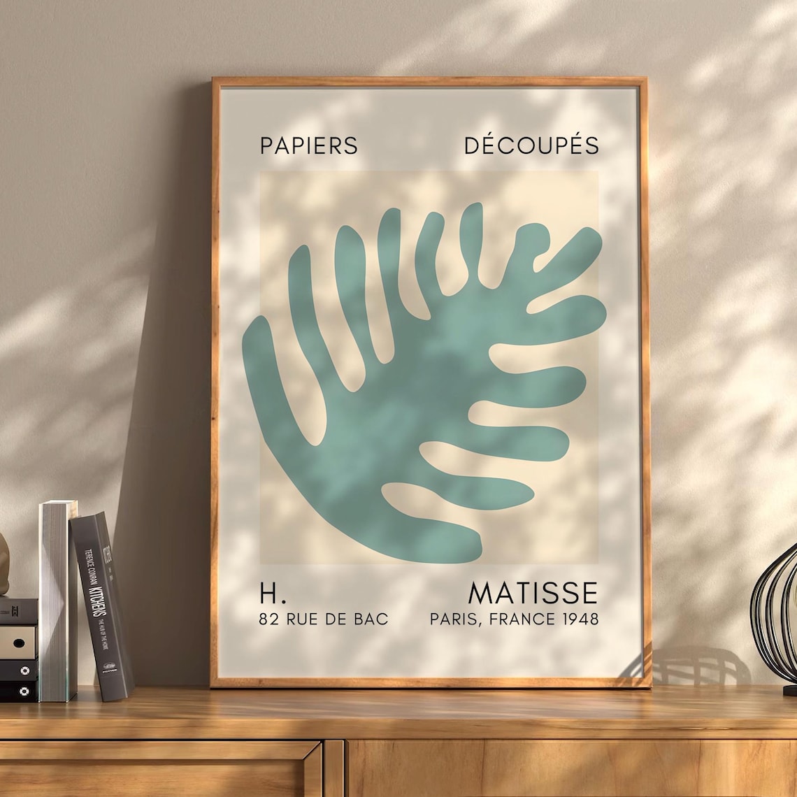 Henri Matisse Papiers Decoupes Teal Fan Leaf Cutout Wall Art