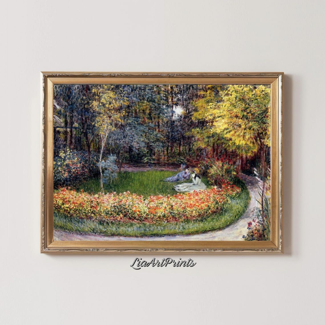 Claude Monet Inspired Impressionist Garden Scene Relaxing Outdoor Artwork Colorful Nature Wall Art Print - Image 2