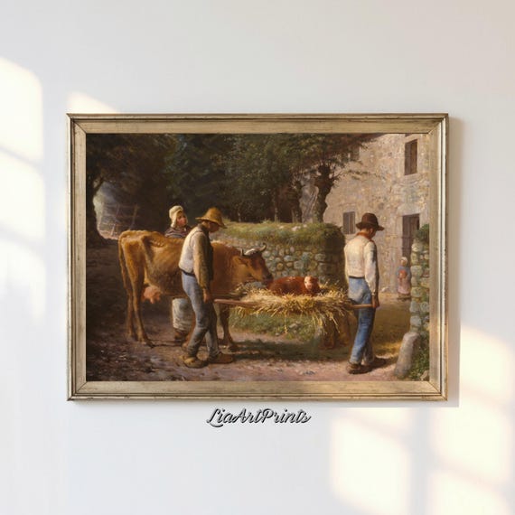 Antique Rustic Muted Landscape Painting Vintage Neutral Wall Art Antique Landscape Art Wall Art