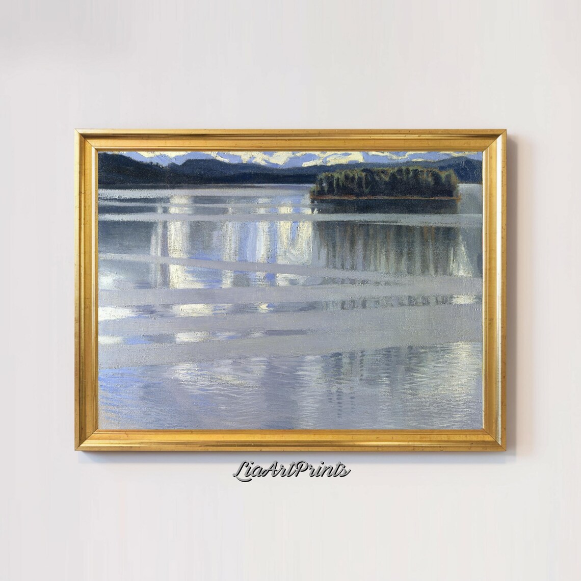 Peaceful Lake Reflection, Serene Island Waterscape - Image 3