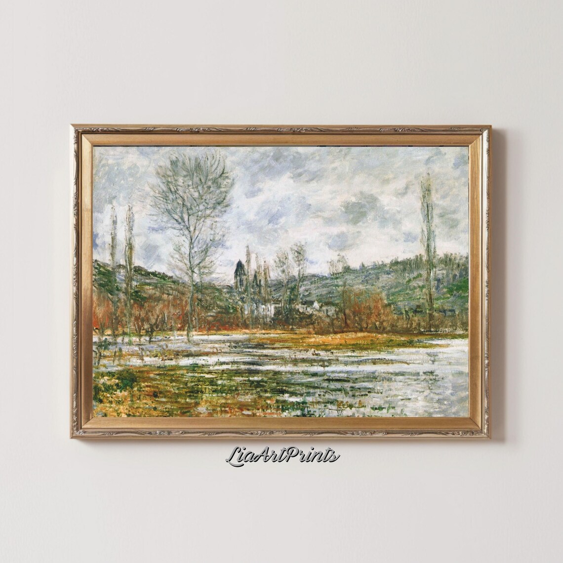 Winter Landscape With Bare Trees, Impressionist Scene - Image 2