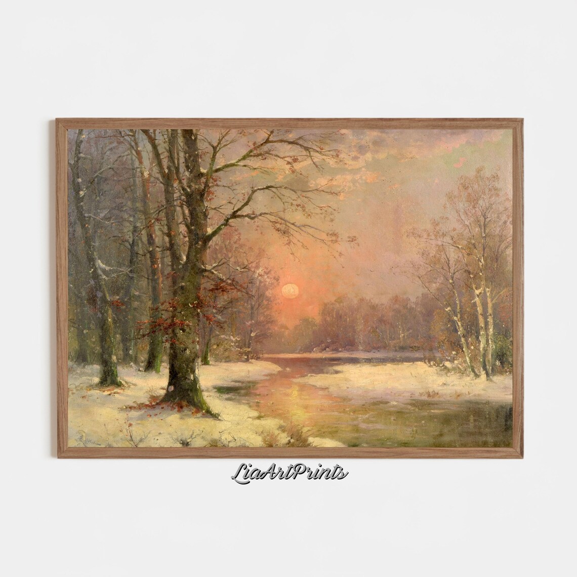 Winter Sunset Landscape, Snowy Forest Wall Art - Image 3
