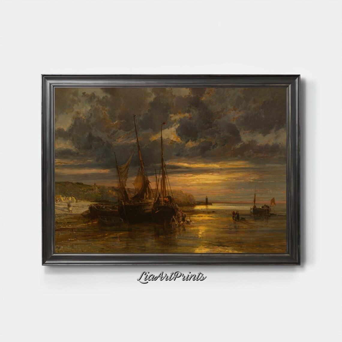 Dramatic Harbor At Sunset Nautical Art Print - Image 3