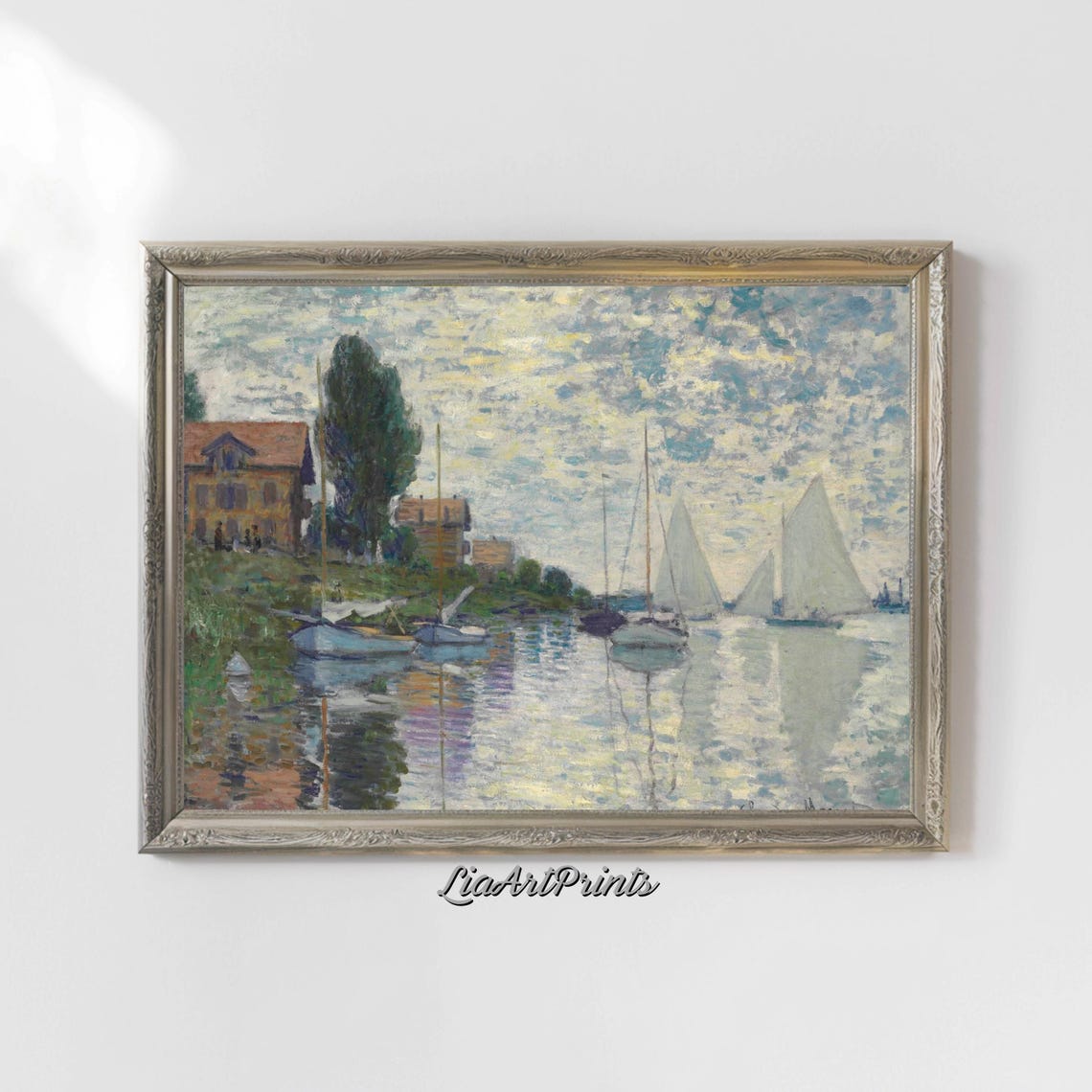 Sailboats At Sunset Impressionist Landscape Wall Art Monet Style Art Print Boating And Nature Decor - Image 4