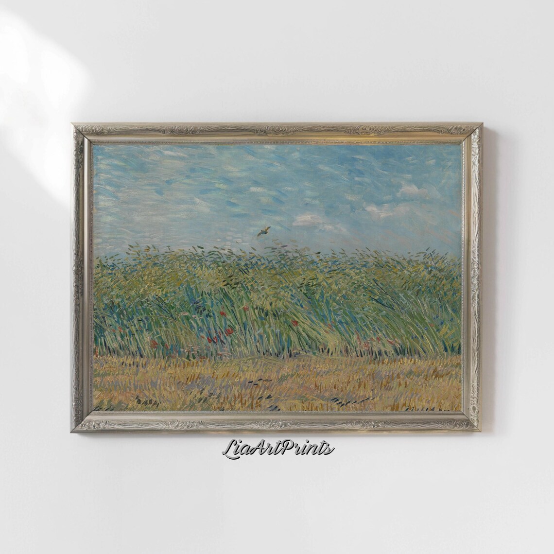 Windswept Wheat Field with Poppies Van Gogh Style Country Poster - Image 4