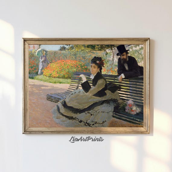 Vintage Impressionist Wall Art Monet Inspired Park Scene Print Elegant Victorian Garden Decor