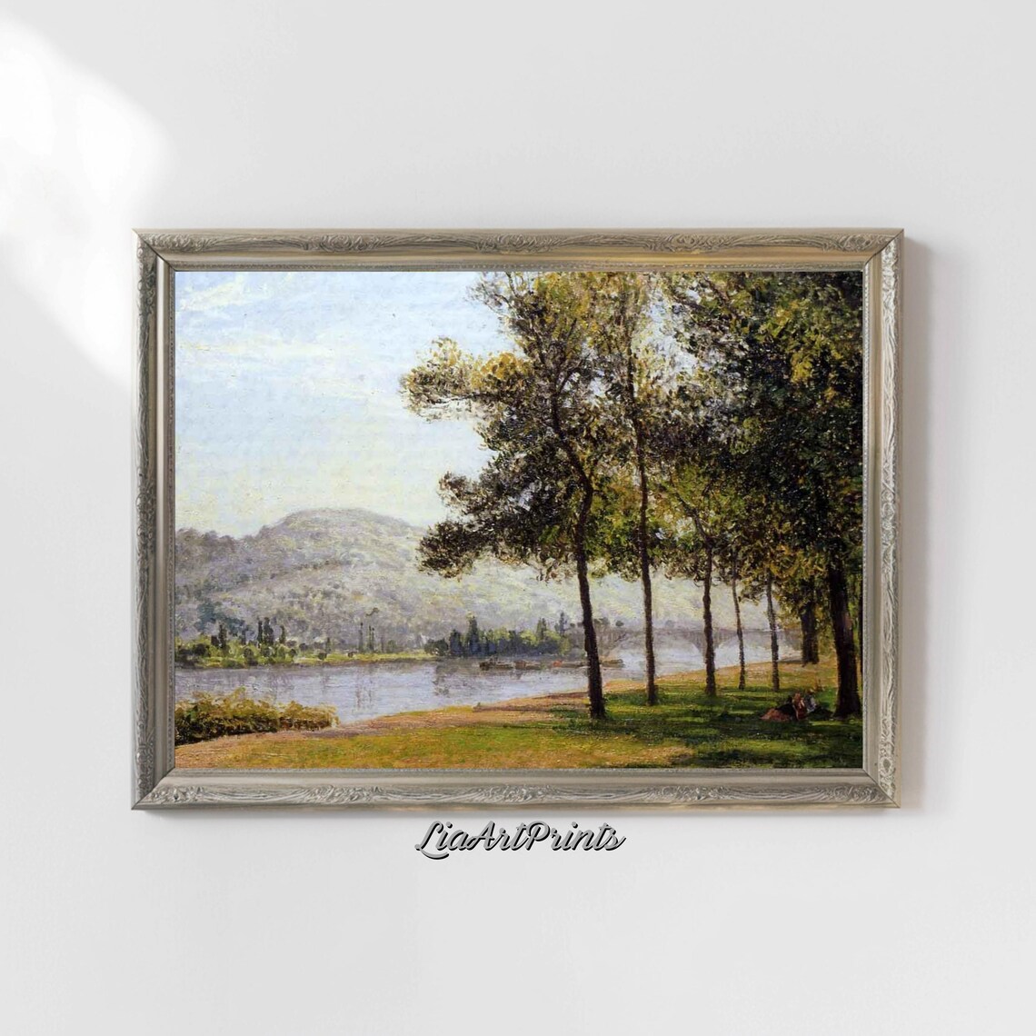 Serene Riverside Landscape, Impressionist Nature Art - Image 5