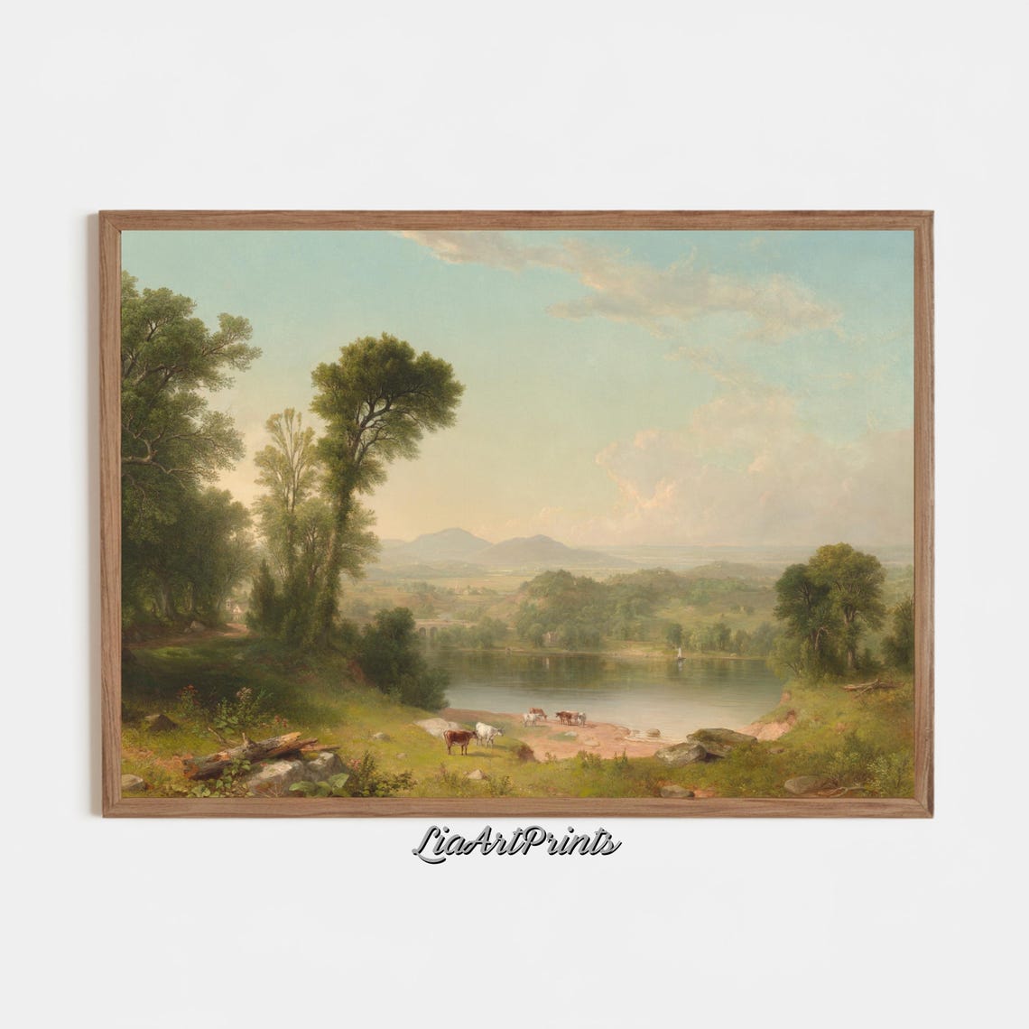 Serene Pastoral Landscape Art Tranquil Countryside River Scene Classic Nature Wall Decor - Image 4