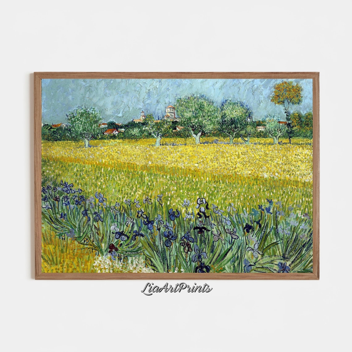 Iris Field Yellow Meadow Van Gogh Style Classic Floral Landscape Poster - Image 3