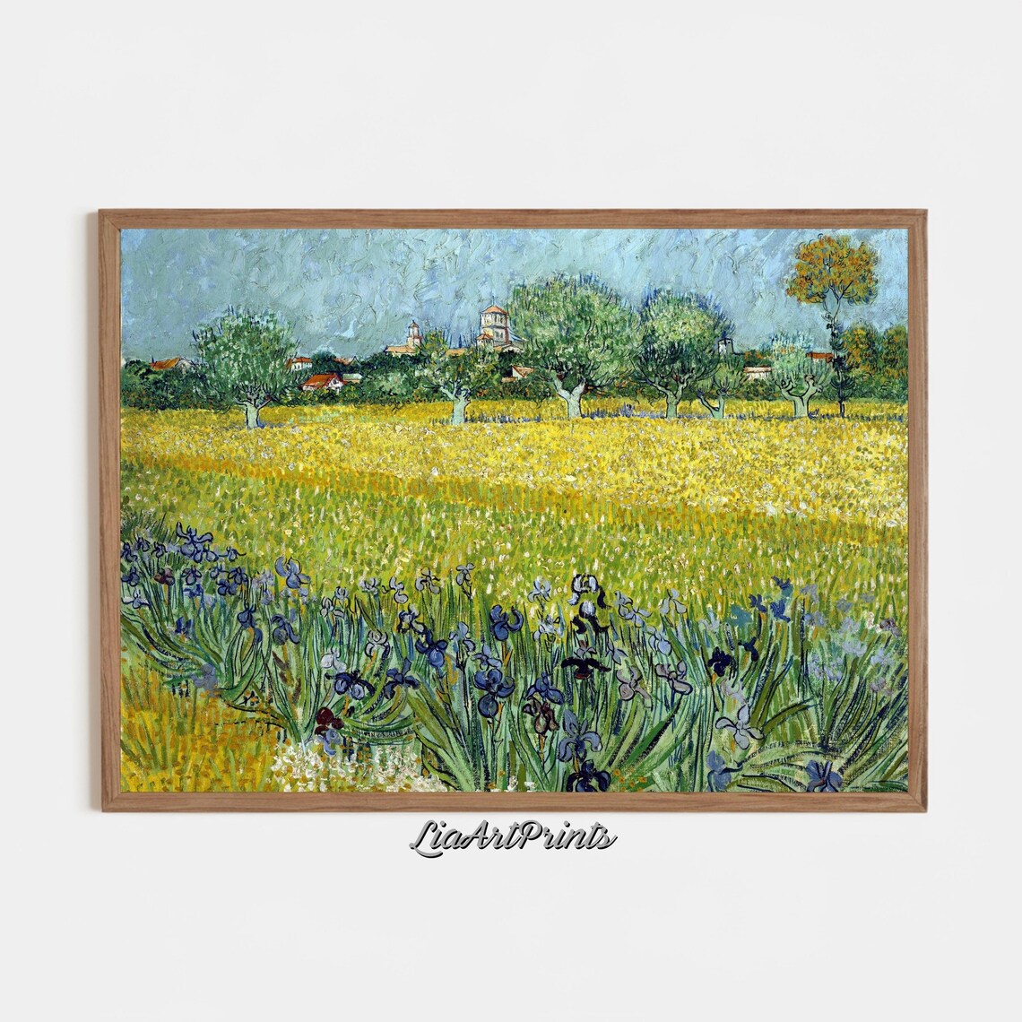 Van Gogh Inspired Iris Field Vibrant Impressionist Landscape Art Countryside Wall Decor - Image 3