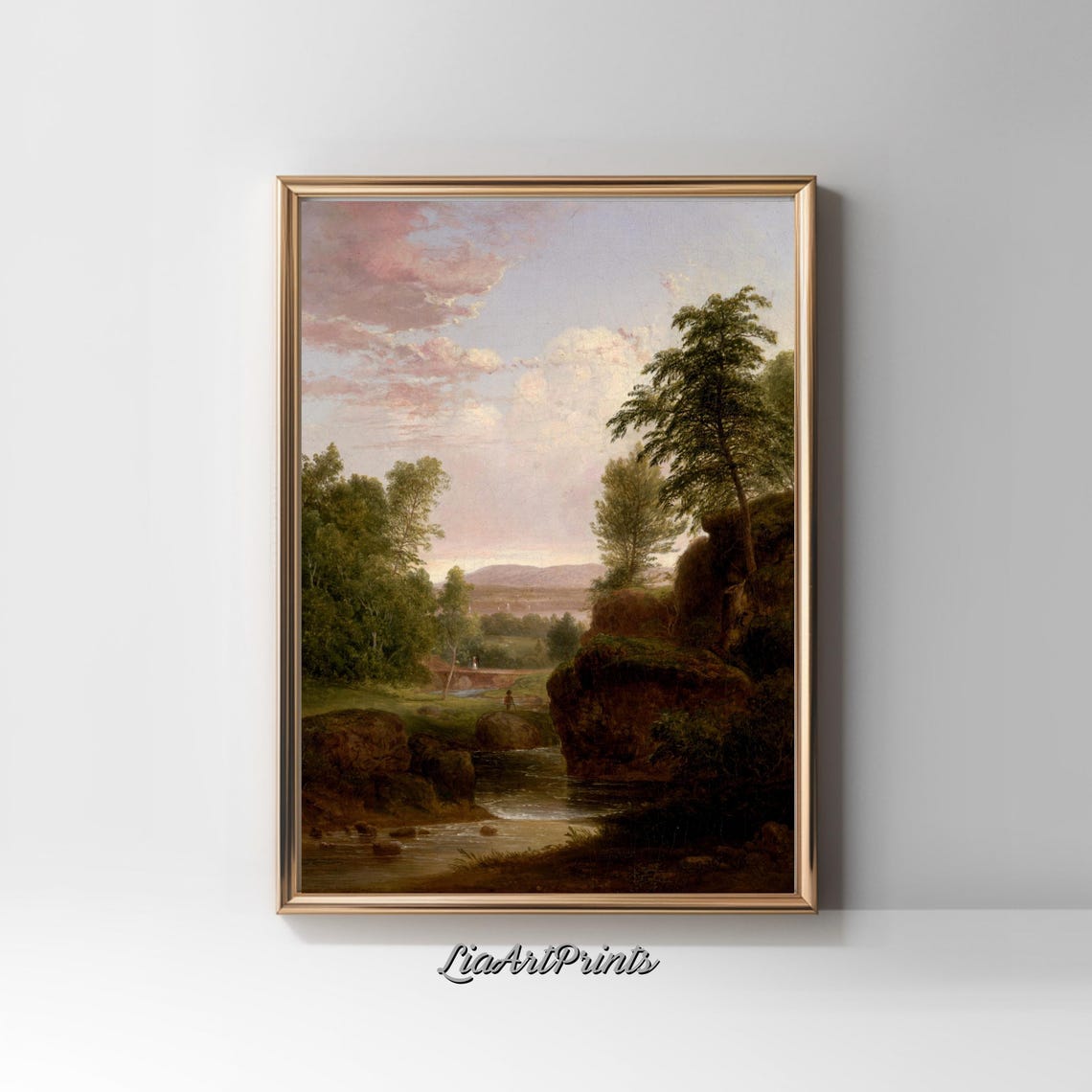 Peaceful Countryside Stream Wall Art Vintage Pastoral Landscape Print Rustic Nature Decor - Image 3