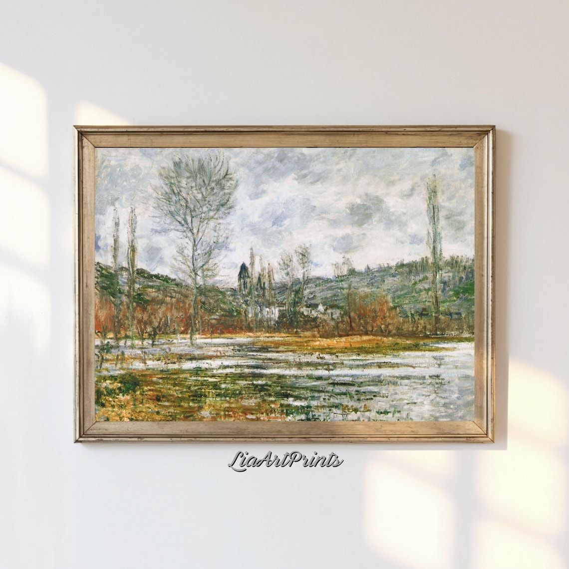 Winter Landscape With Bare Trees, Impressionist Scene