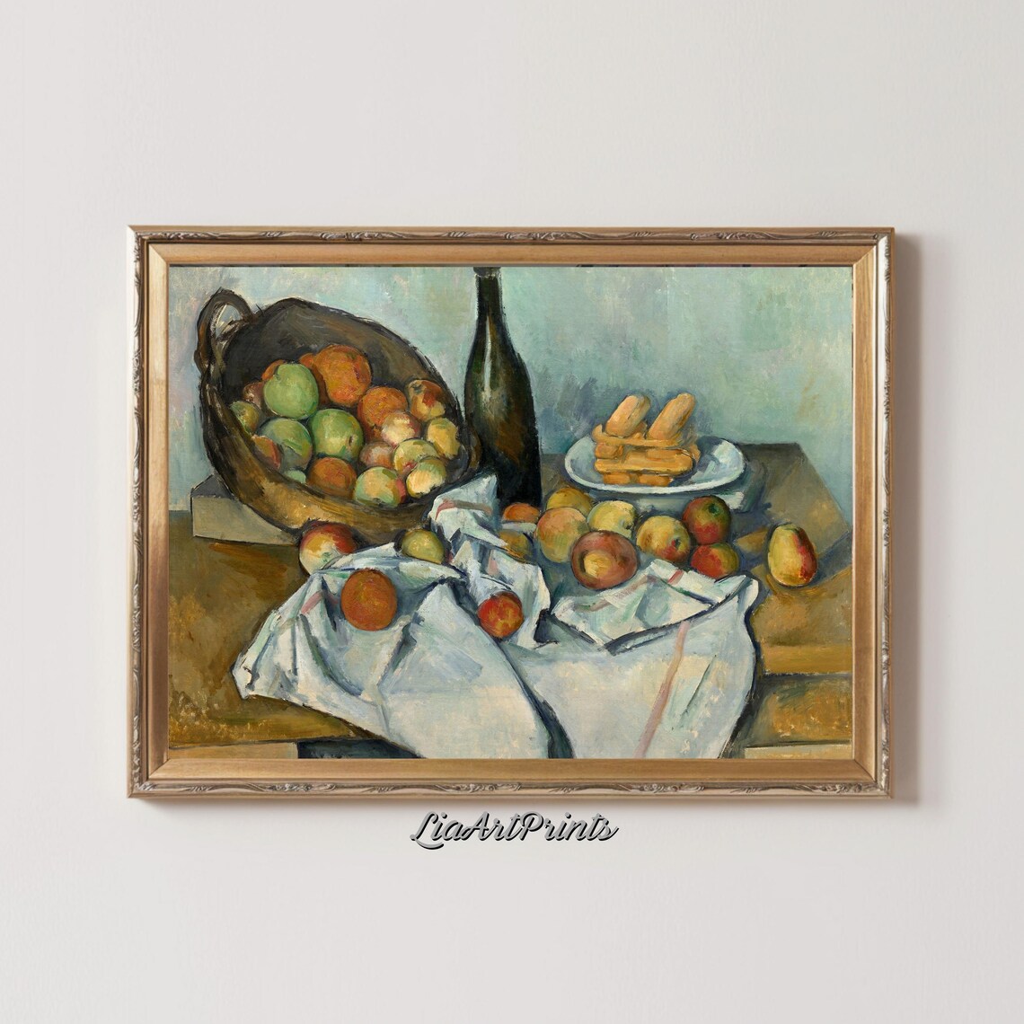 Paul Cezanne The Basket of Apples Still Life Bottle Table Poster - Image 2