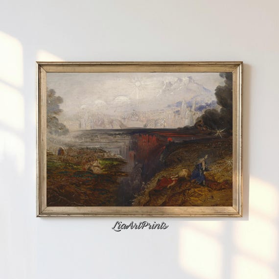 Moody Landscape Wall Art Vintage Countryside Scene Print Rustic Nature Artwork For Home Decor