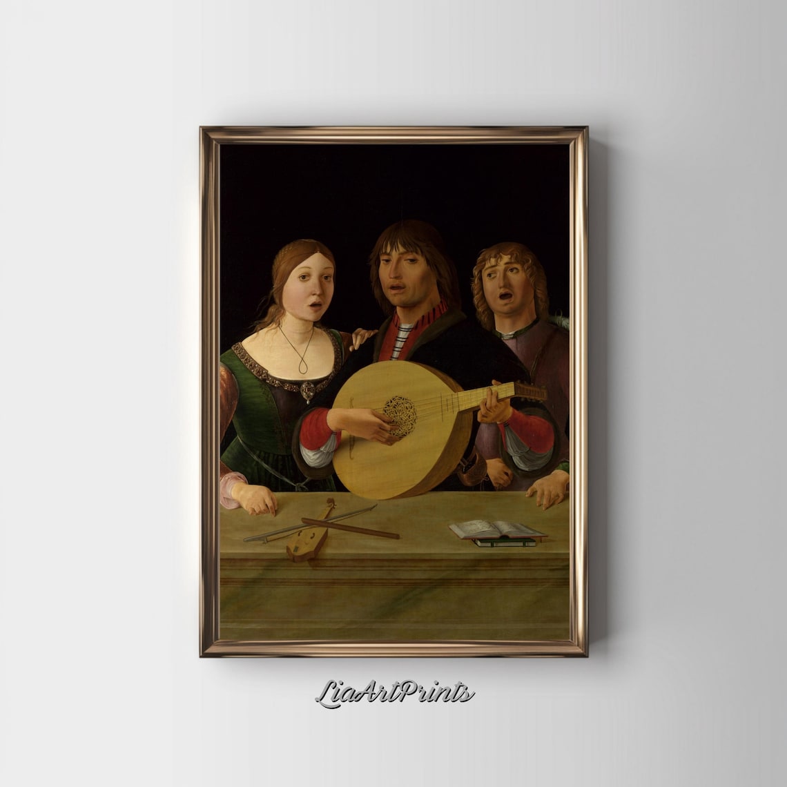 Lorenzo Costa A Concert Renaissance Lute Trio Musician Painting Classic Poster - Image 3