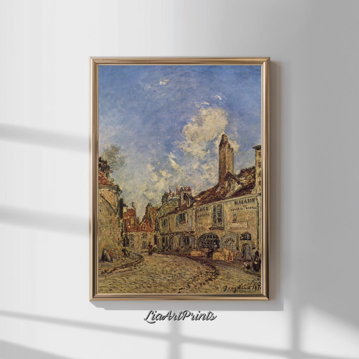 Charming Village Street Art Vintage Townscape Rustic Wall Decor
