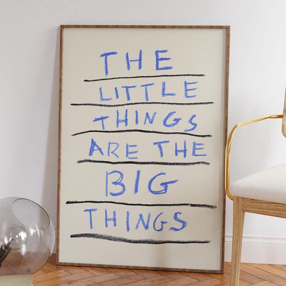 Blue Handwritten Quote Print Inspirational Text Wall Art