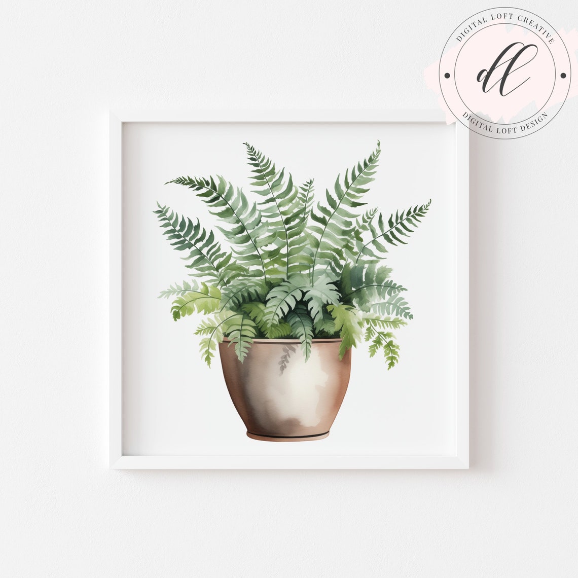Fern Watercolor Terracotta Pot Greenery Botanical Decor Wall Art - Image 2