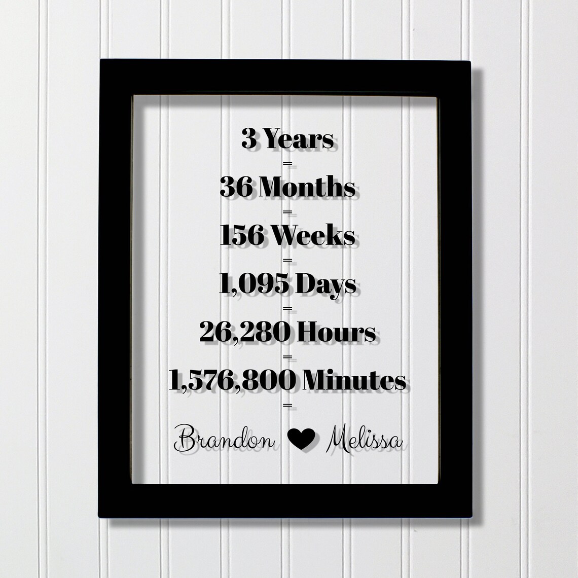 3 Year Anniversary Custom Names Gift Print