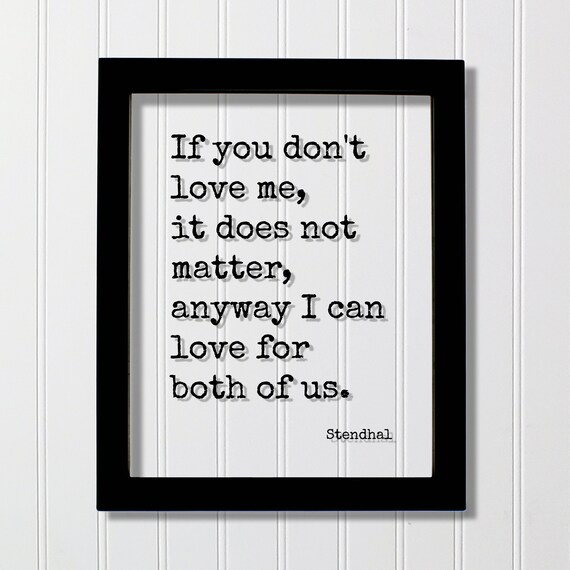 Stendhal Love Quote Poster Floating Glass Frame Romantic Literary Art