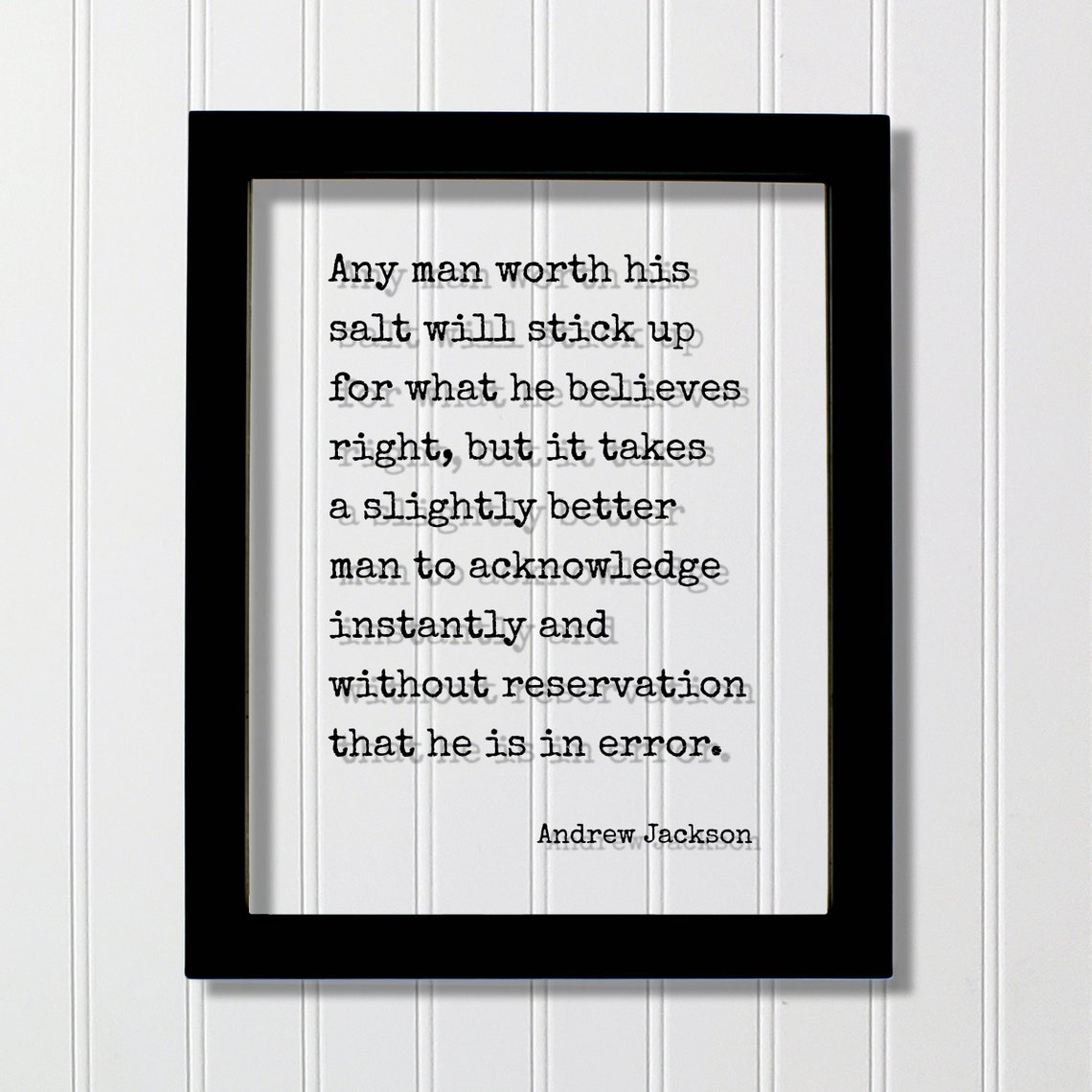 Andrew Jackson Worth His Salt Beliefs Quote Typewriter Poster