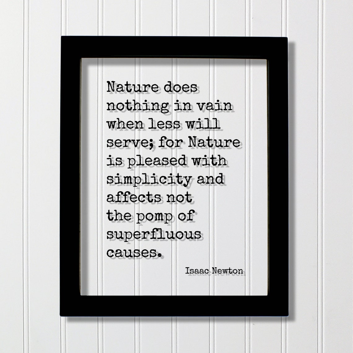 Isaac Newton Simplicity Quote Floating Black Typewriter Poster