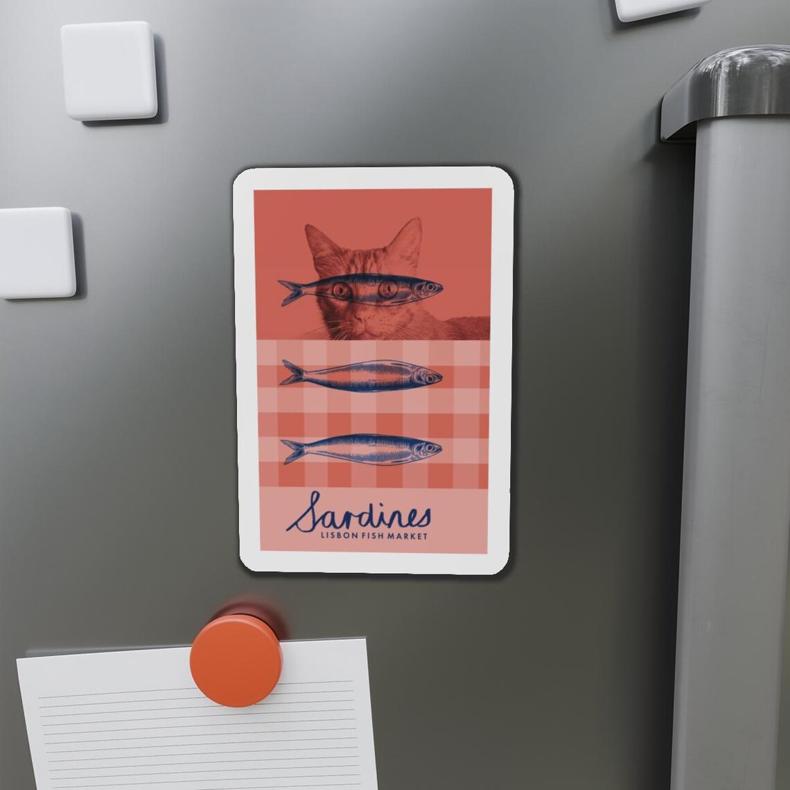 Sardines Lisbon Fish Market Cat Die-Cut Magnet Design Poster - Image 4