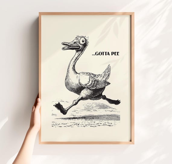 Gotta Pee Duck Print Funny Retro Bathroom Art