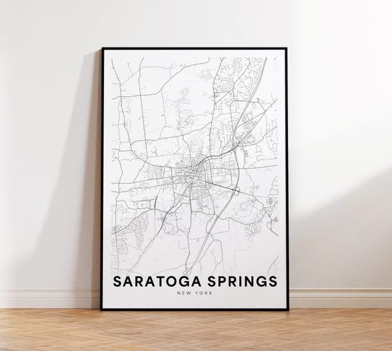 Saratoga Springs Map Print Street Poster New York Art Road Minimalist City