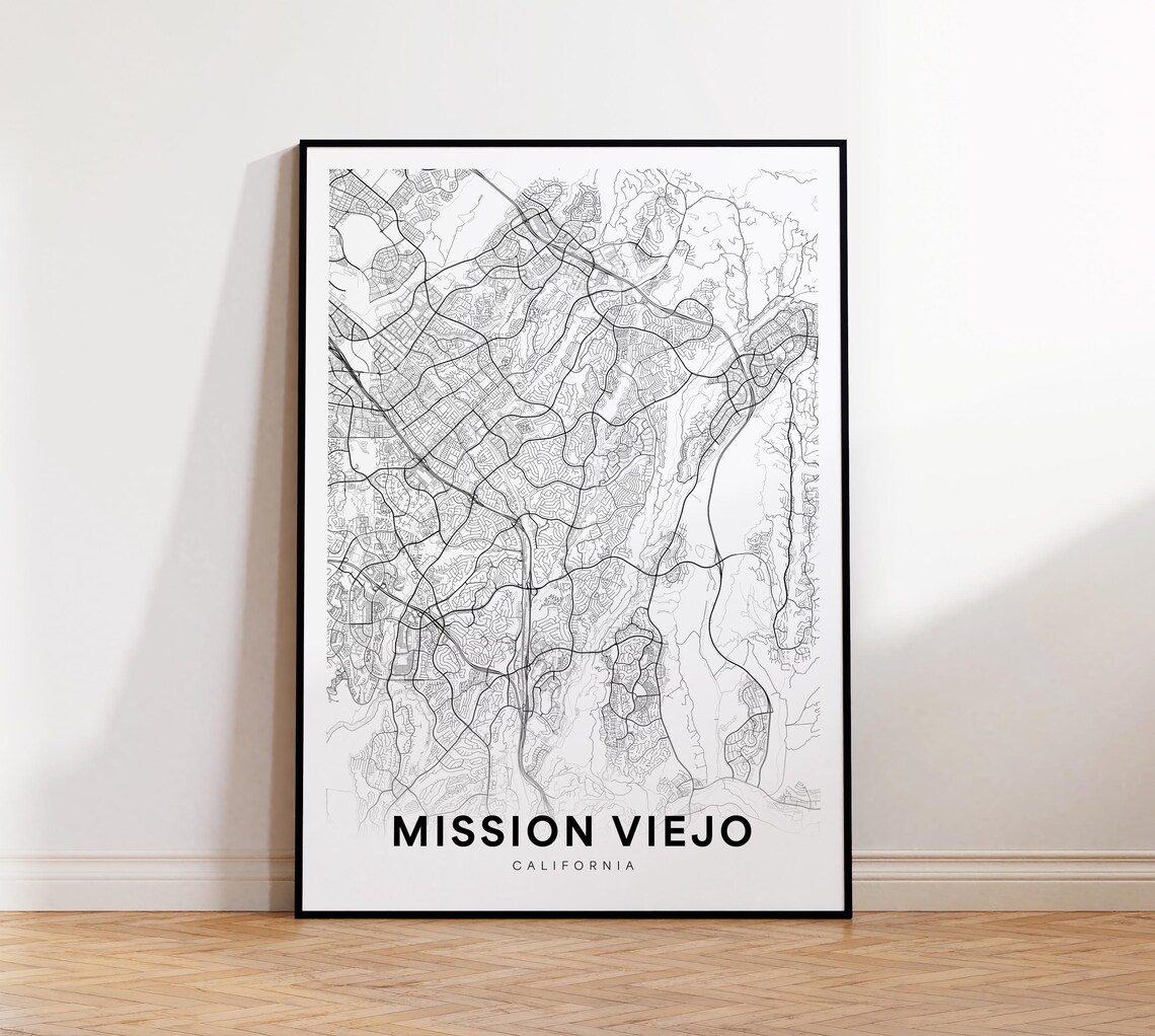 Mission Viejo California City Street Map Minimalist Line Art Poster