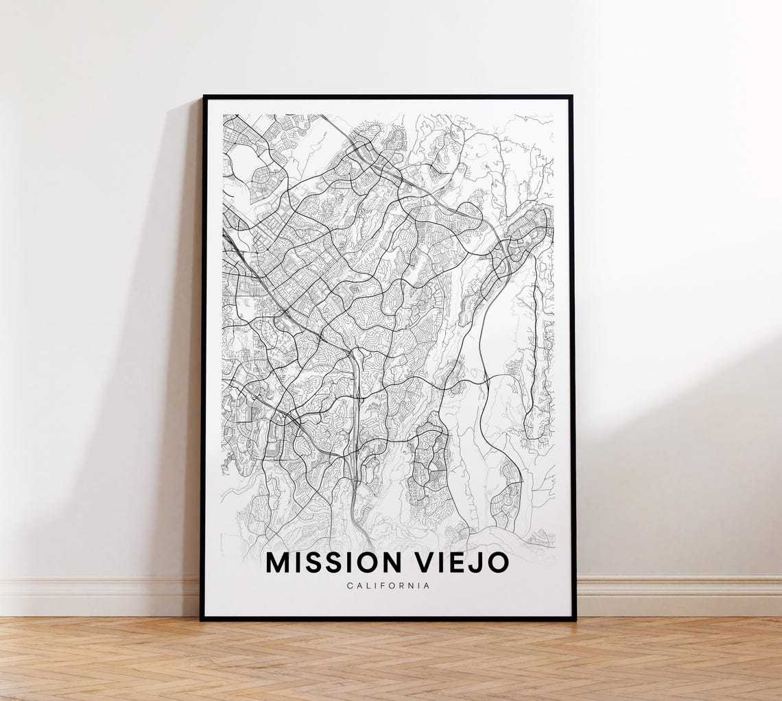 Mission Viejo City Map Print Street Poster Art Road Minimalist