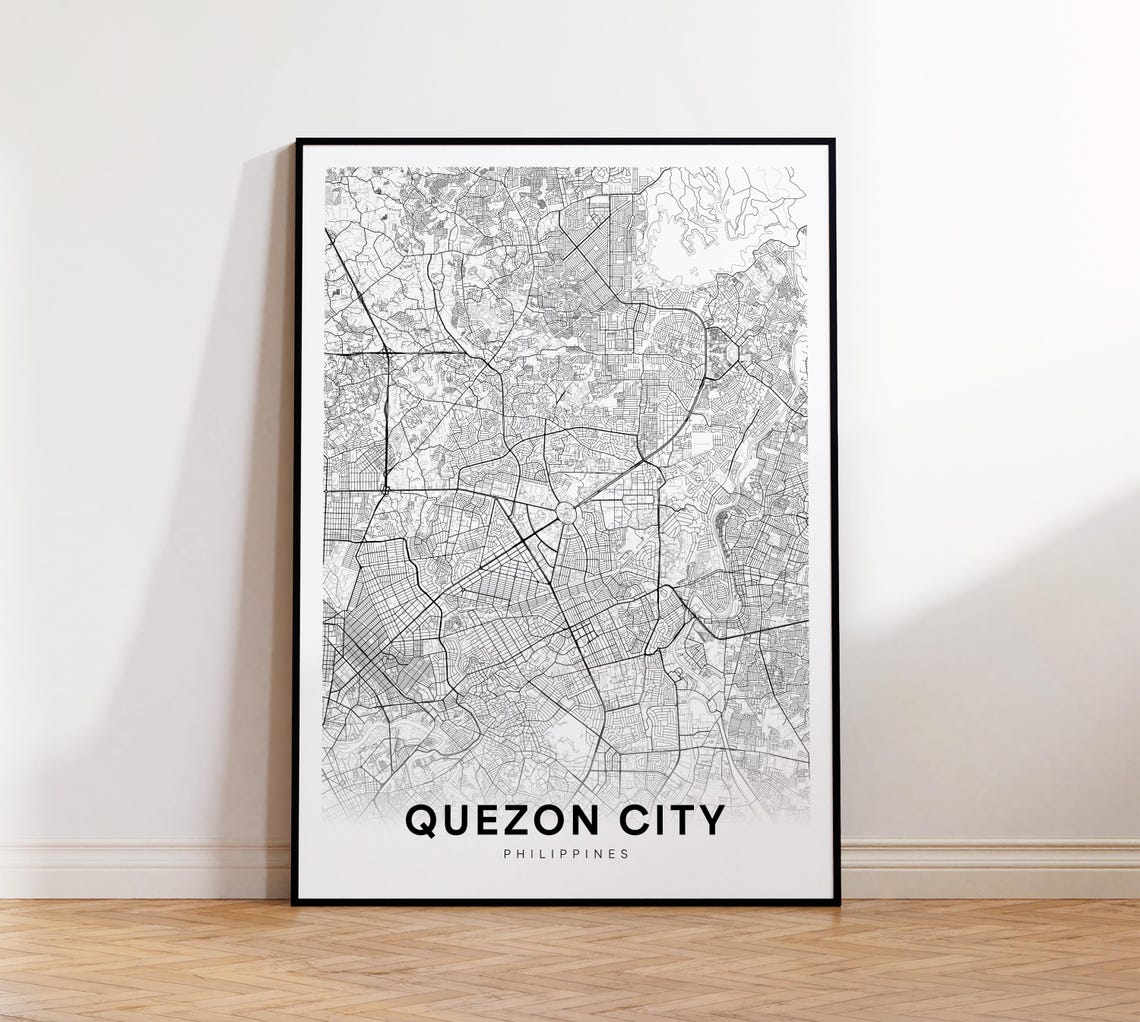 Quezon City Map Print Poster Philippines Art Street Road Wall