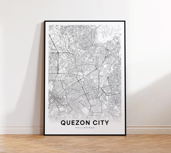 Quezon City Map Print Poster Philippines Art Street Road Wall