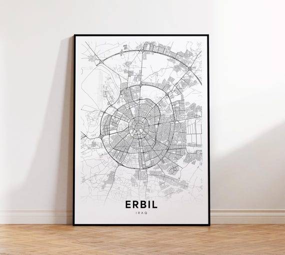 Mosul City Map Print Poster Iraq Art Minimalist Instant