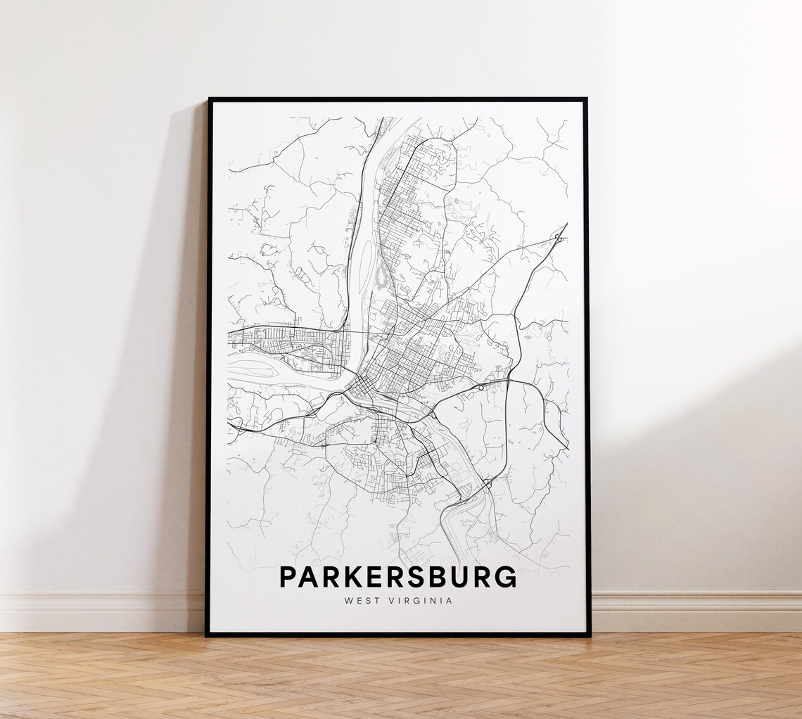 Parkersburg West Virginia City Map Minimalist Line Art Street Poster